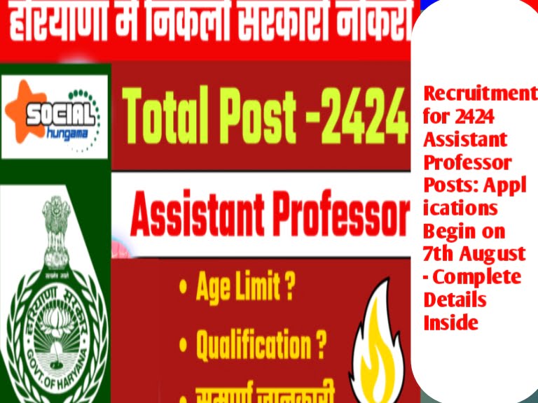 The News House Recruitment for 2424 Assistant Professor Posts: Applications Begin on 7th August - Complete Details Inside